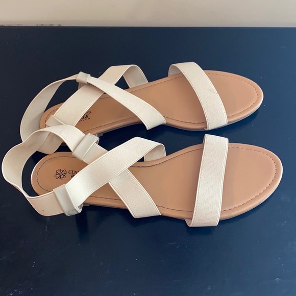 Cushion Walk By Avon Cream Elastic Strap Sandals Size 10 - Picture 1 of 7